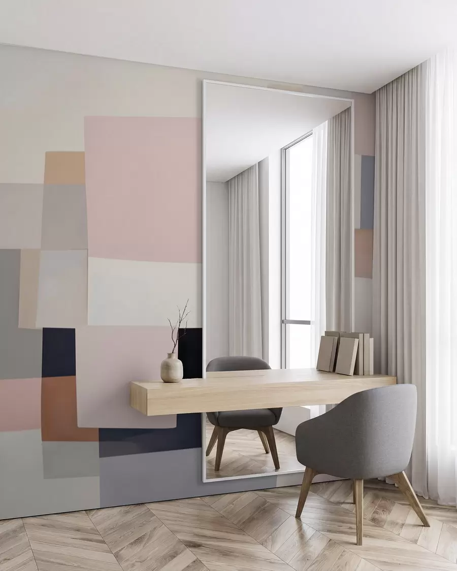 Fotobehang Geometrische abstractie met gesimuleerde onscherpte en textuur w05785