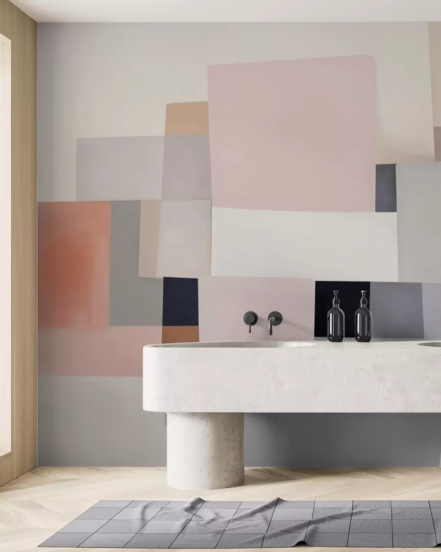 Fotobehang Geometrische abstractie met gesimuleerde onscherpte en textuur w05785