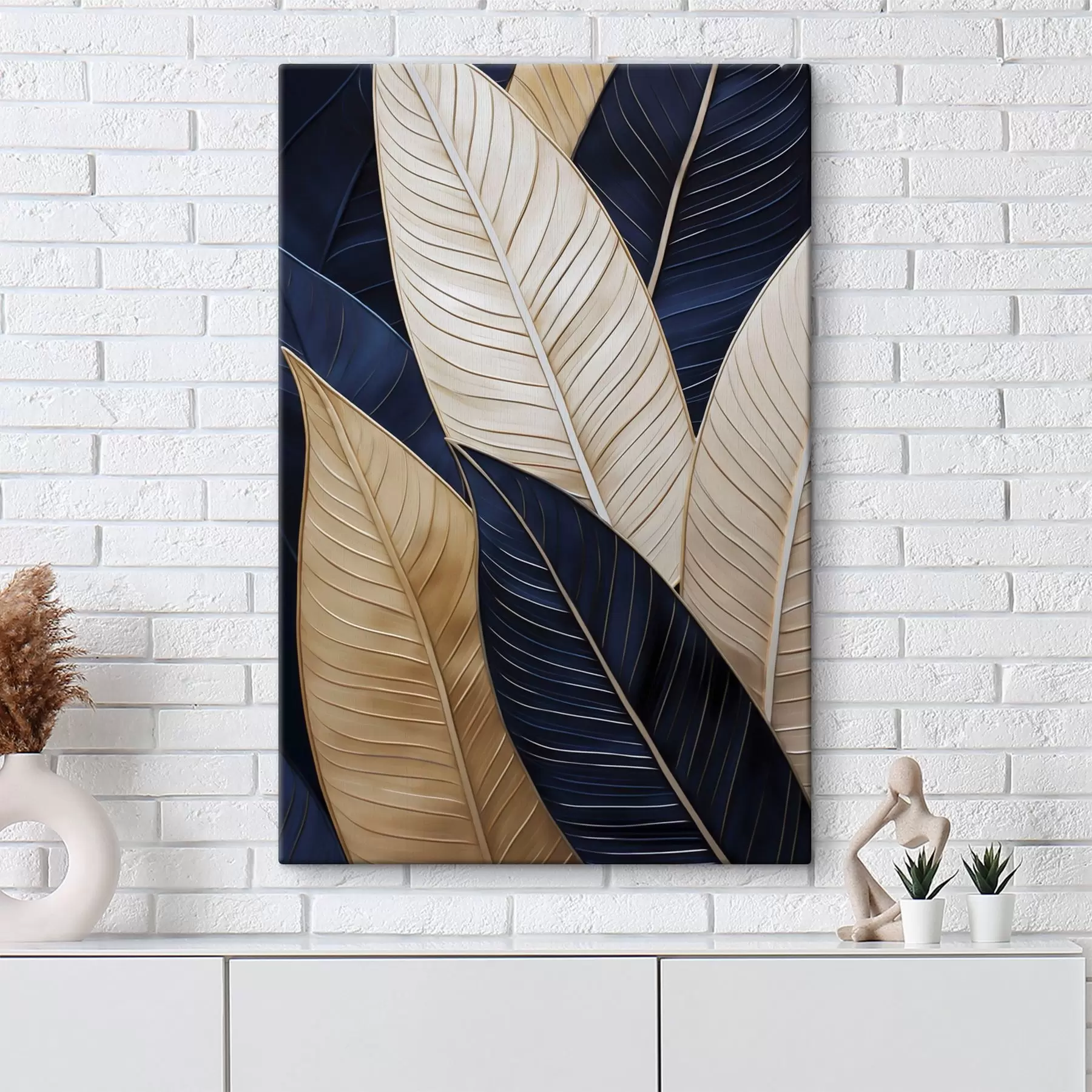  Schilderijen Schilderij met imitatie van decoratieve bladeren s50062
