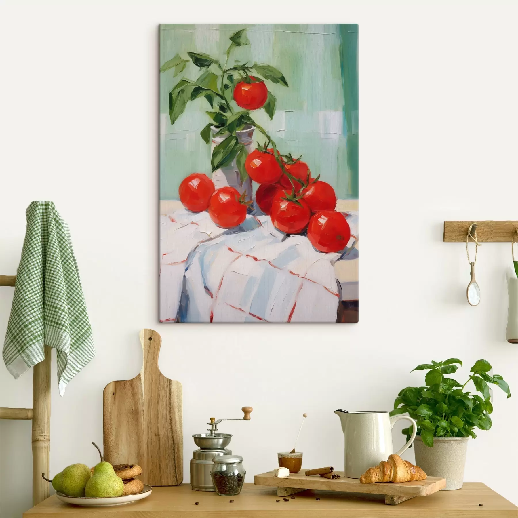  Schilderijen Tomaten op een tafelkleed, schilderijreproductie s50063