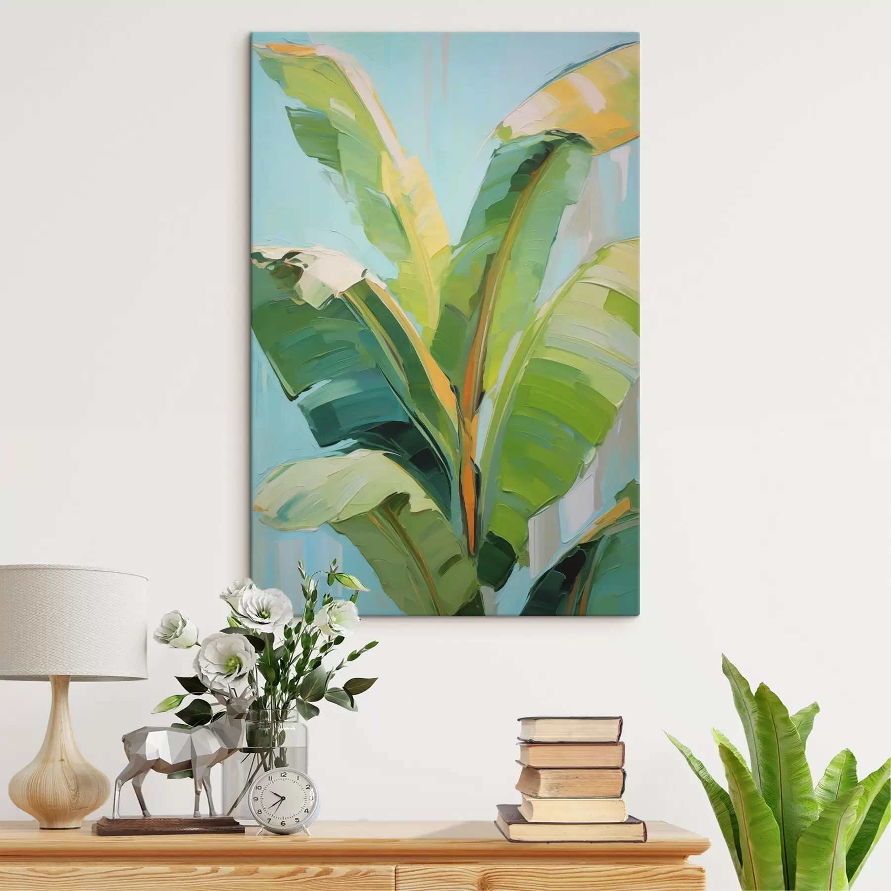  Schilderijen Bananenpalmbladeren, imitatie-schilderij s50069