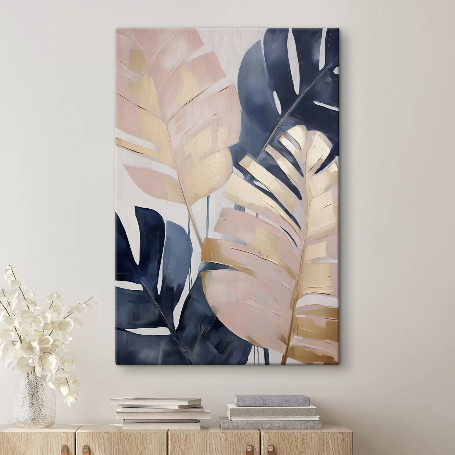  Schilderijen Abstracte bladeren, schilderijimitatie s50075