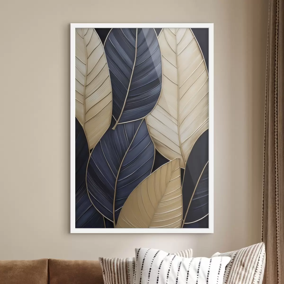 Poster Bladeren imitatieschilderij f50061