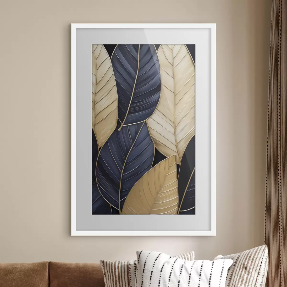 Poster Bladeren imitatieschilderij f50061