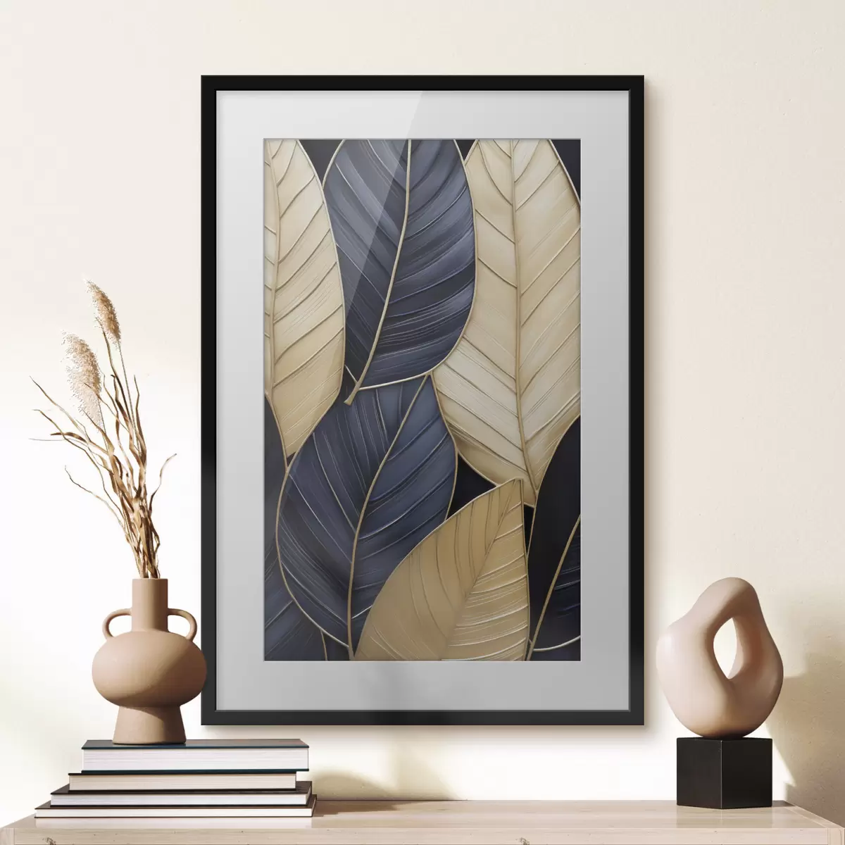 Poster Bladeren imitatieschilderij f50061