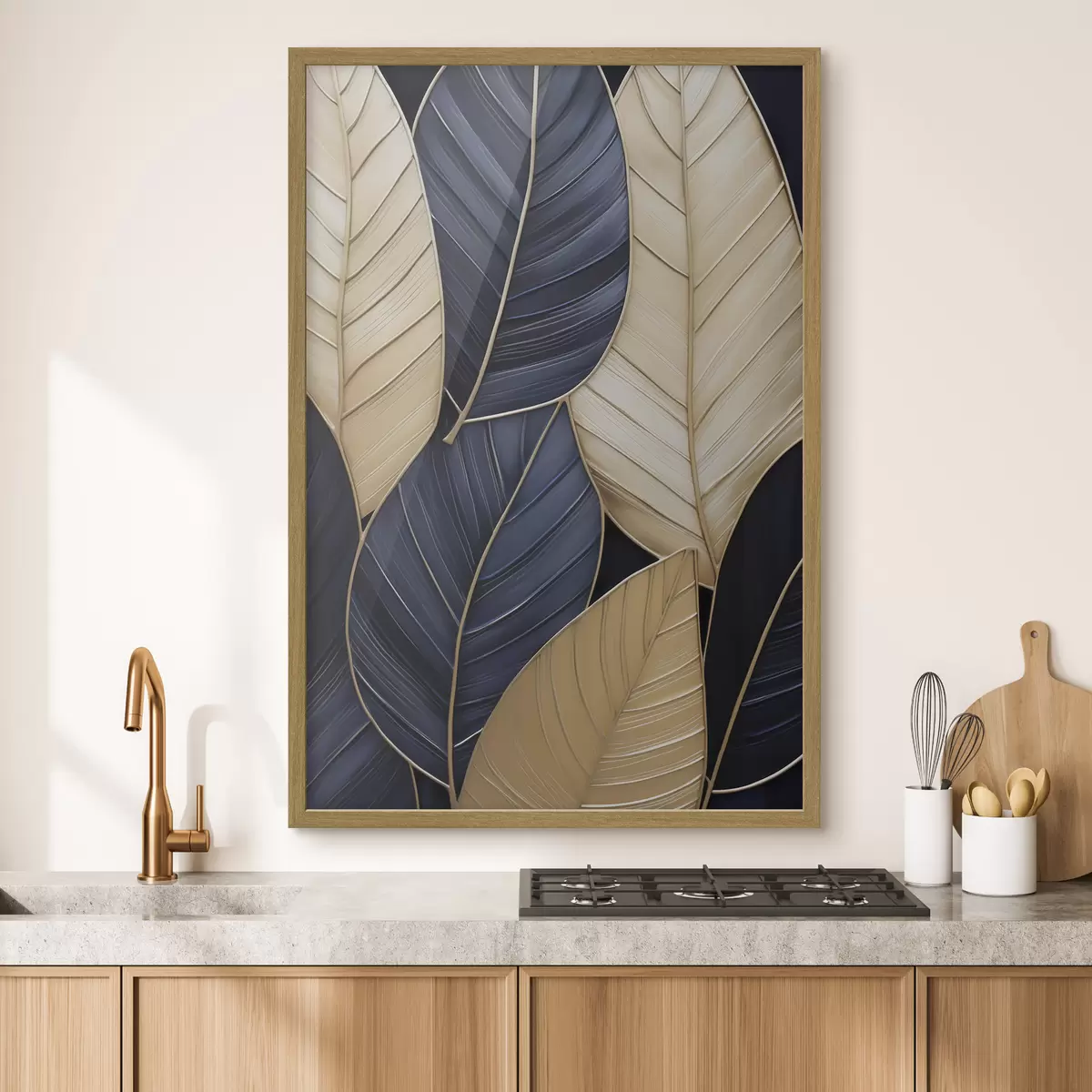 Poster Bladeren imitatieschilderij f50061