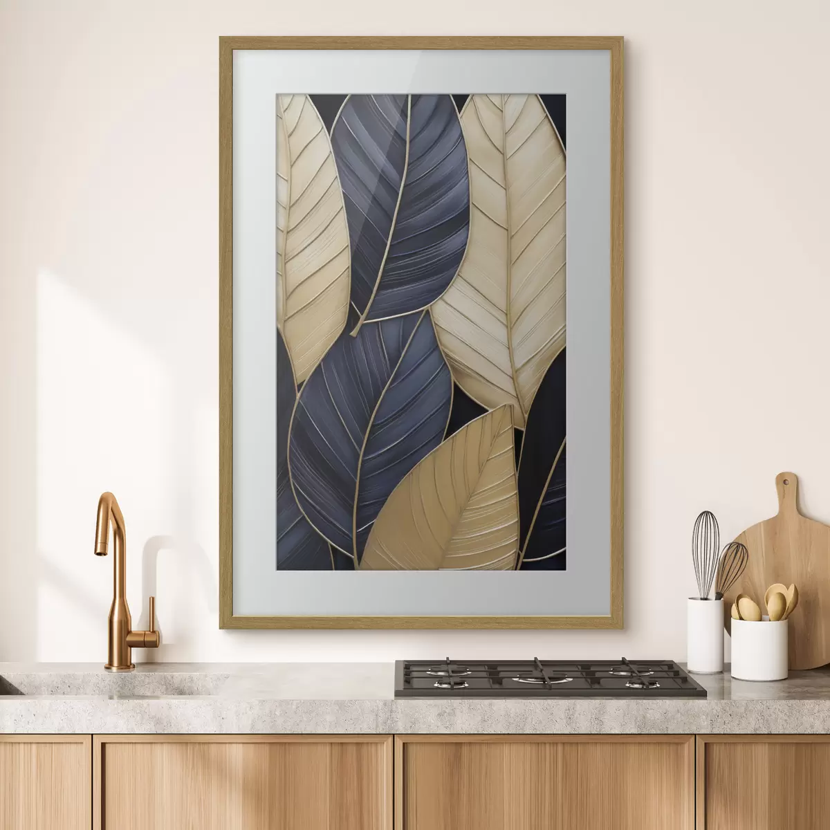 Poster Bladeren imitatieschilderij f50061
