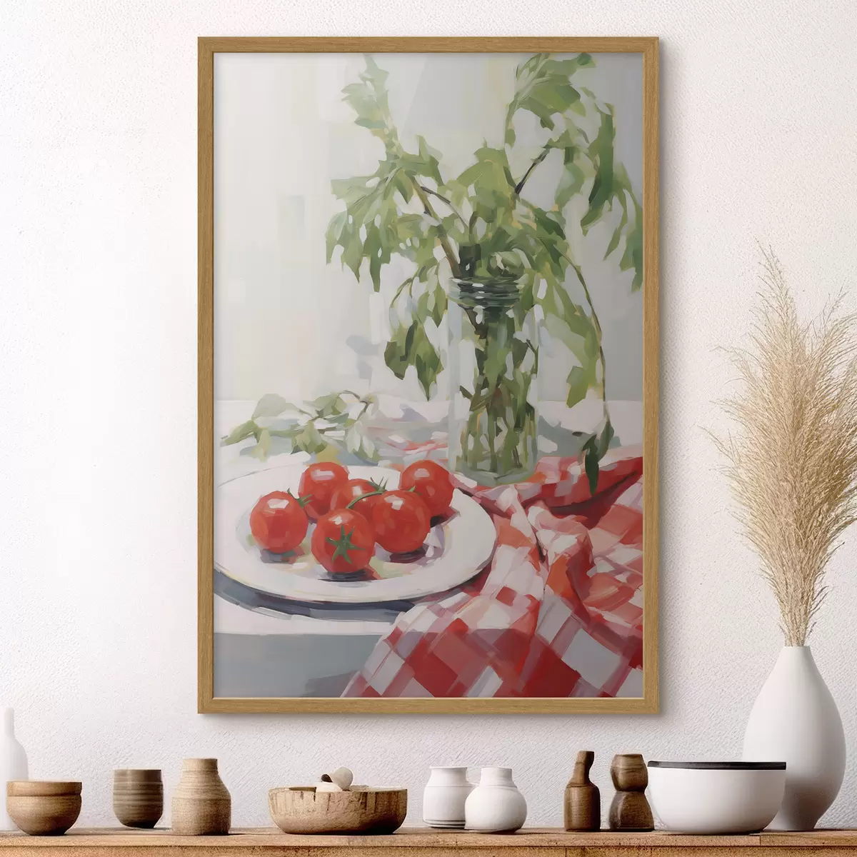 Poster Tomaten op een bord, schilderijimitatie f50064