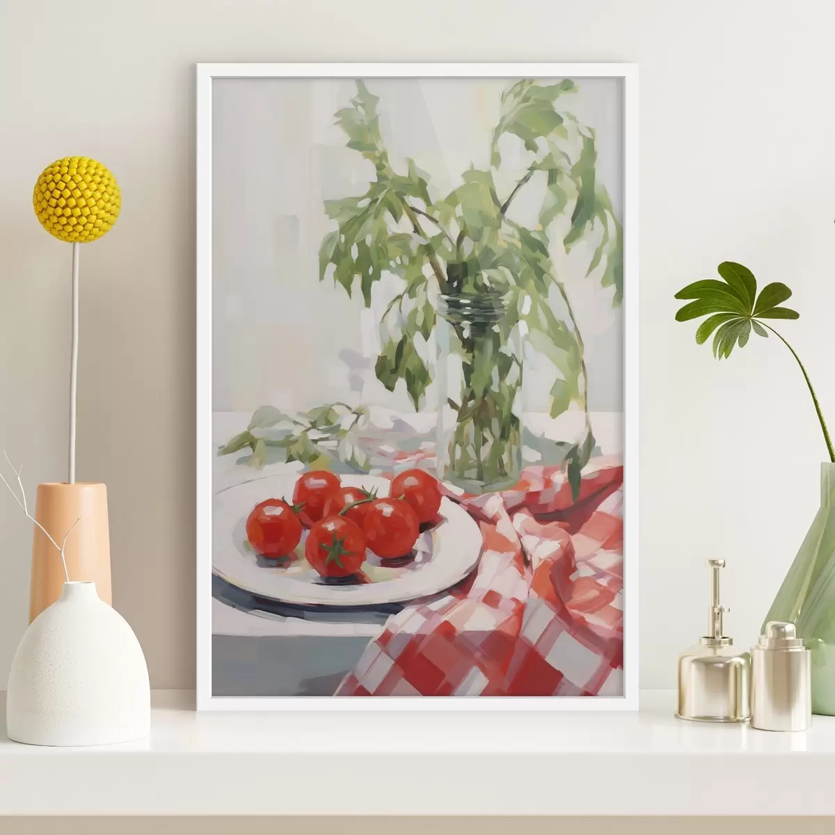 Poster Tomaten op een bord, schilderijimitatie f50064