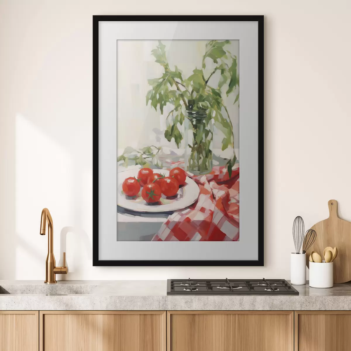 Poster Tomaten op een bord, schilderijimitatie f50064