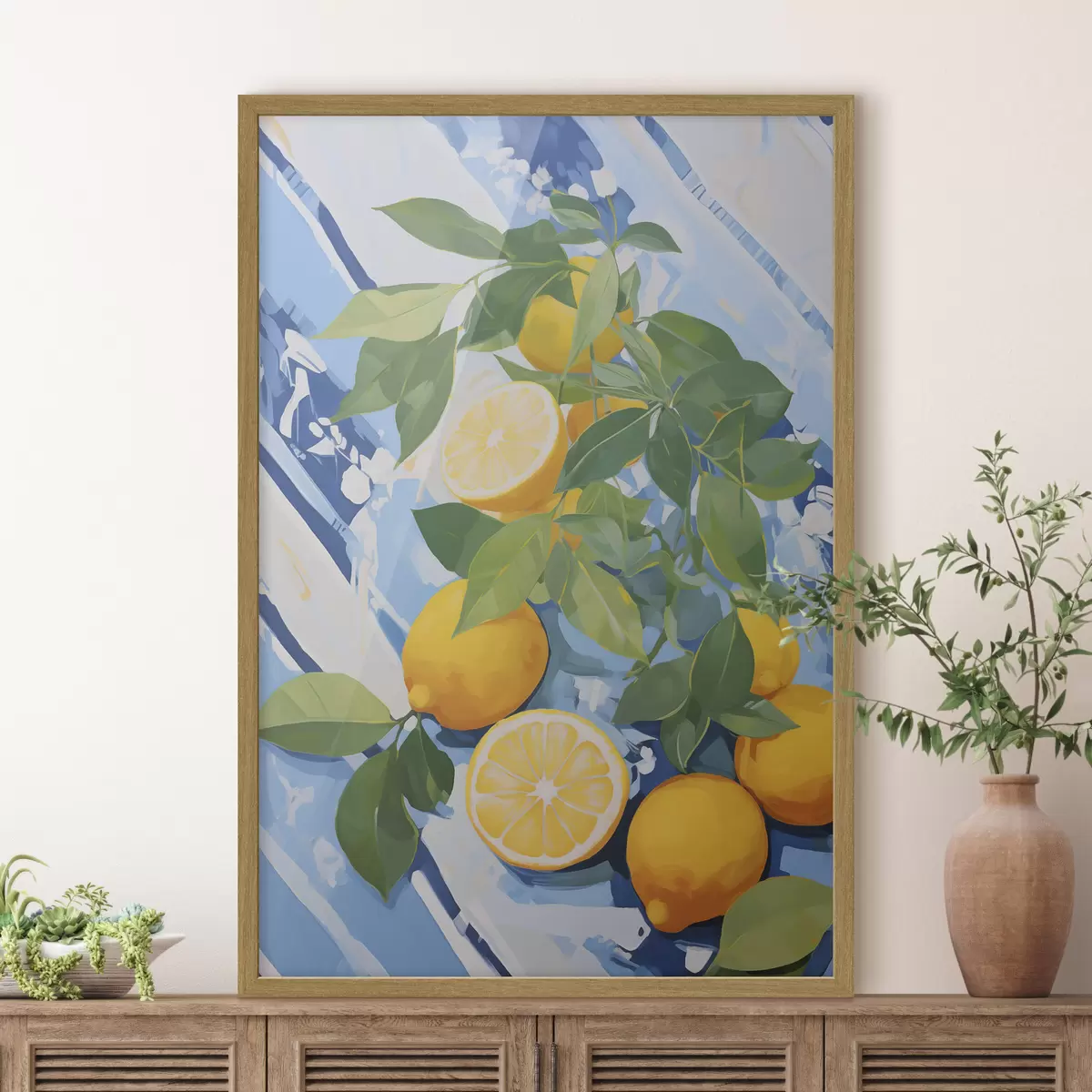 Poster Citroenen, schilderij in imitatie f50066