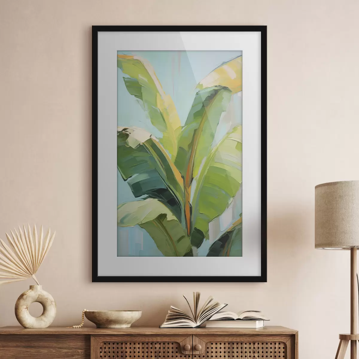 Poster Bananenpalmbladeren, imitatie-schilderij f50069