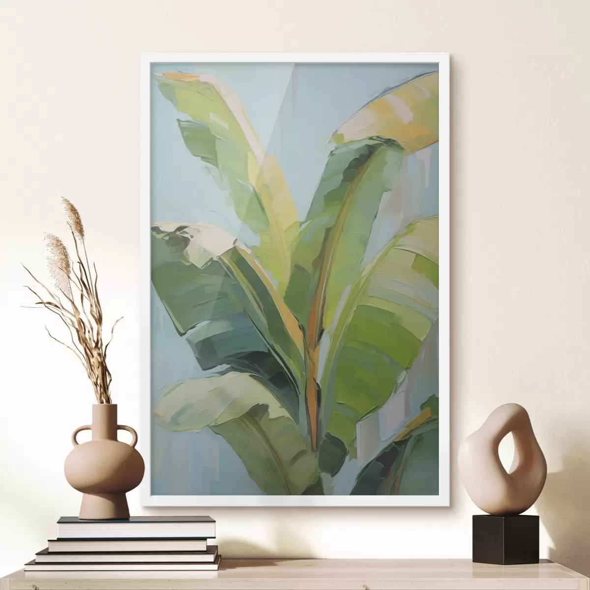 Poster Bananenpalmbladeren, imitatie-schilderij f50069