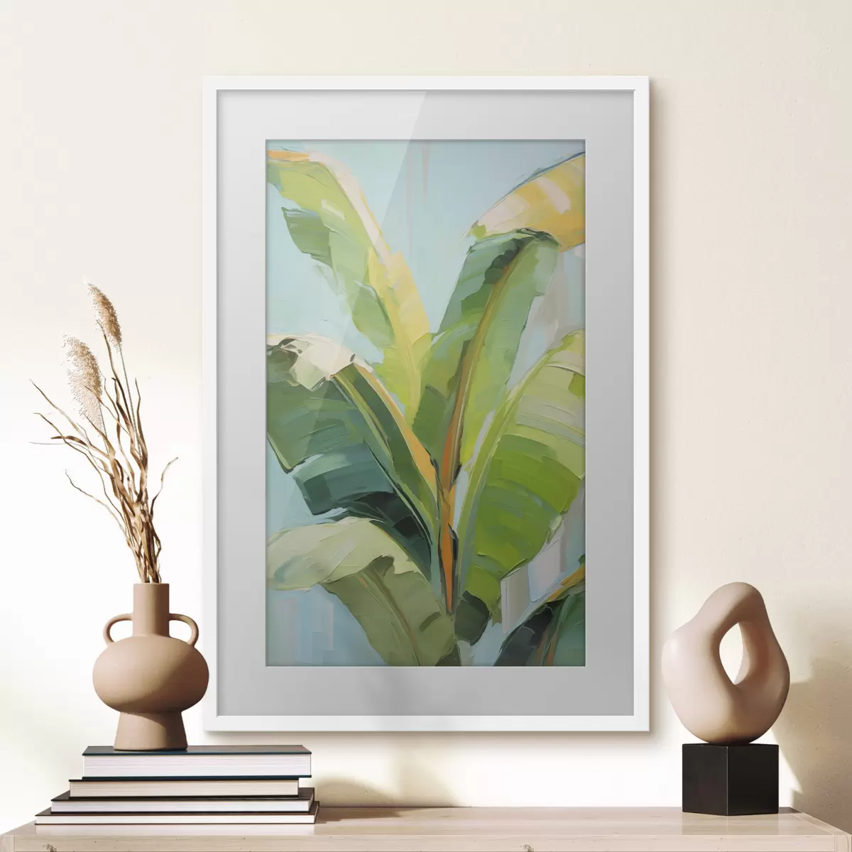 Poster Bananenpalmbladeren, imitatie-schilderij f50069