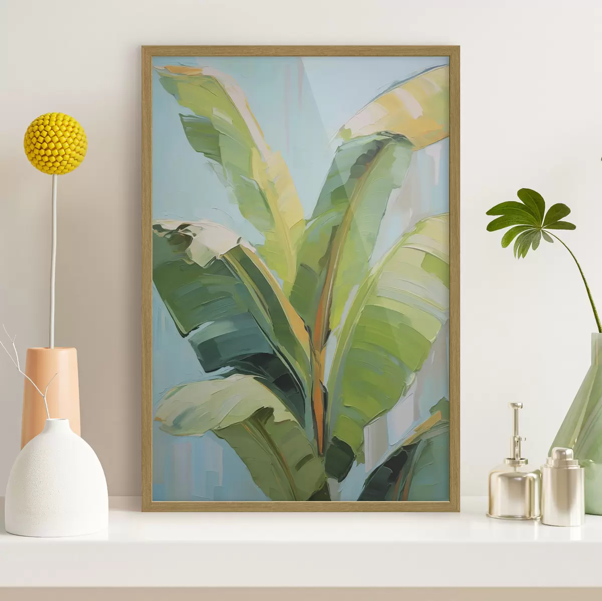 Poster Bananenpalmbladeren, imitatie-schilderij f50069