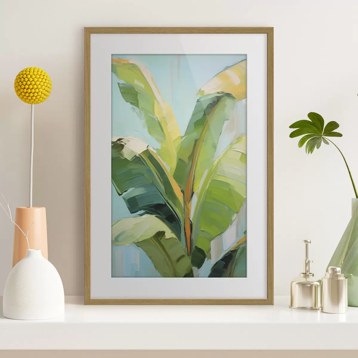 Poster Bananenpalmbladeren, imitatie-schilderij f50069