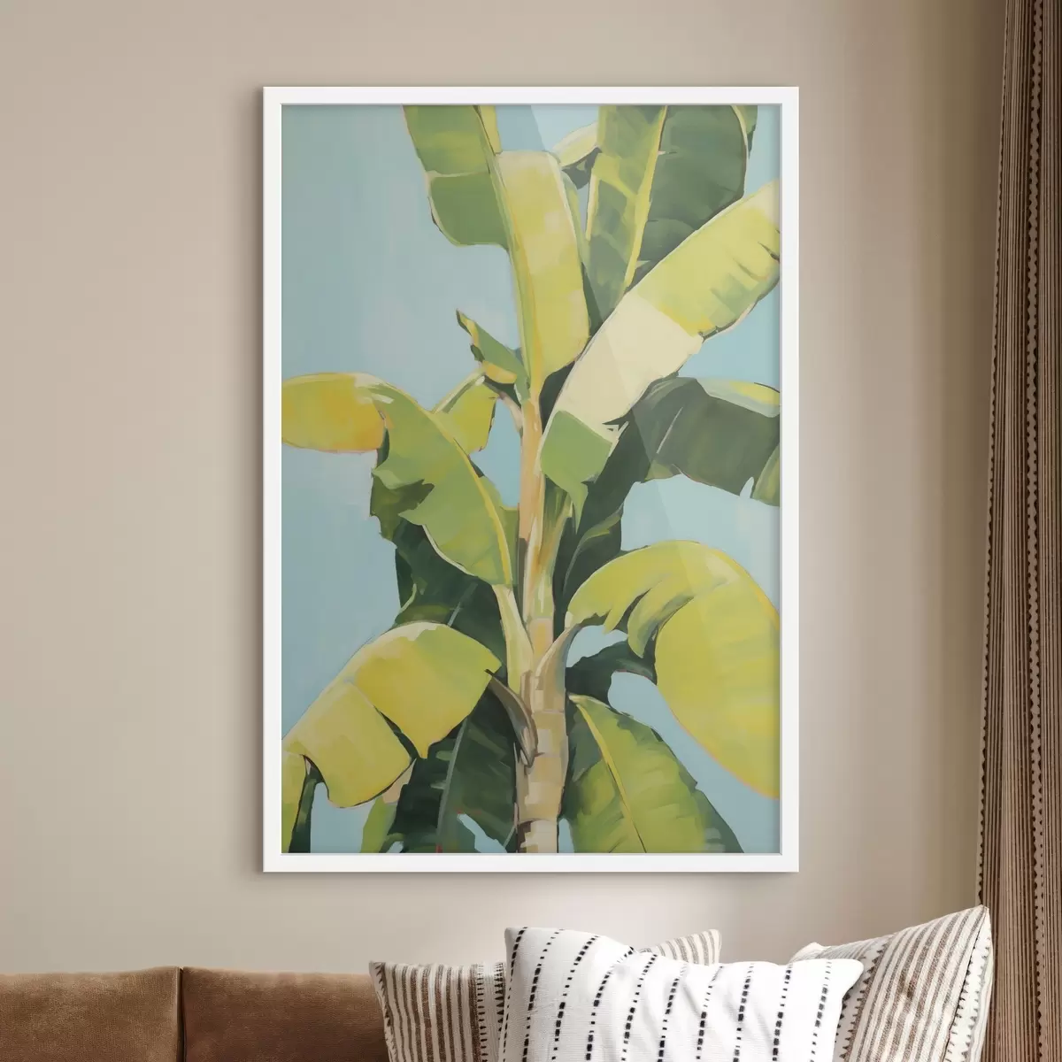 Poster Bladeren van de bananenpalm, imitatieschilderij f50070