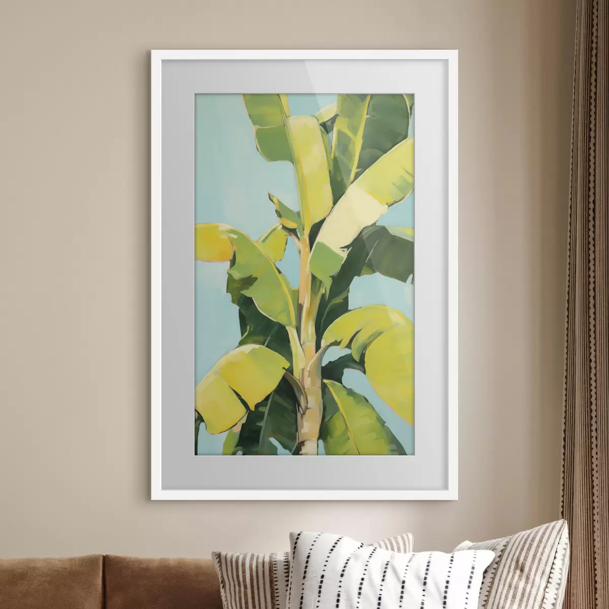 Poster Bladeren van de bananenpalm, imitatieschilderij f50070