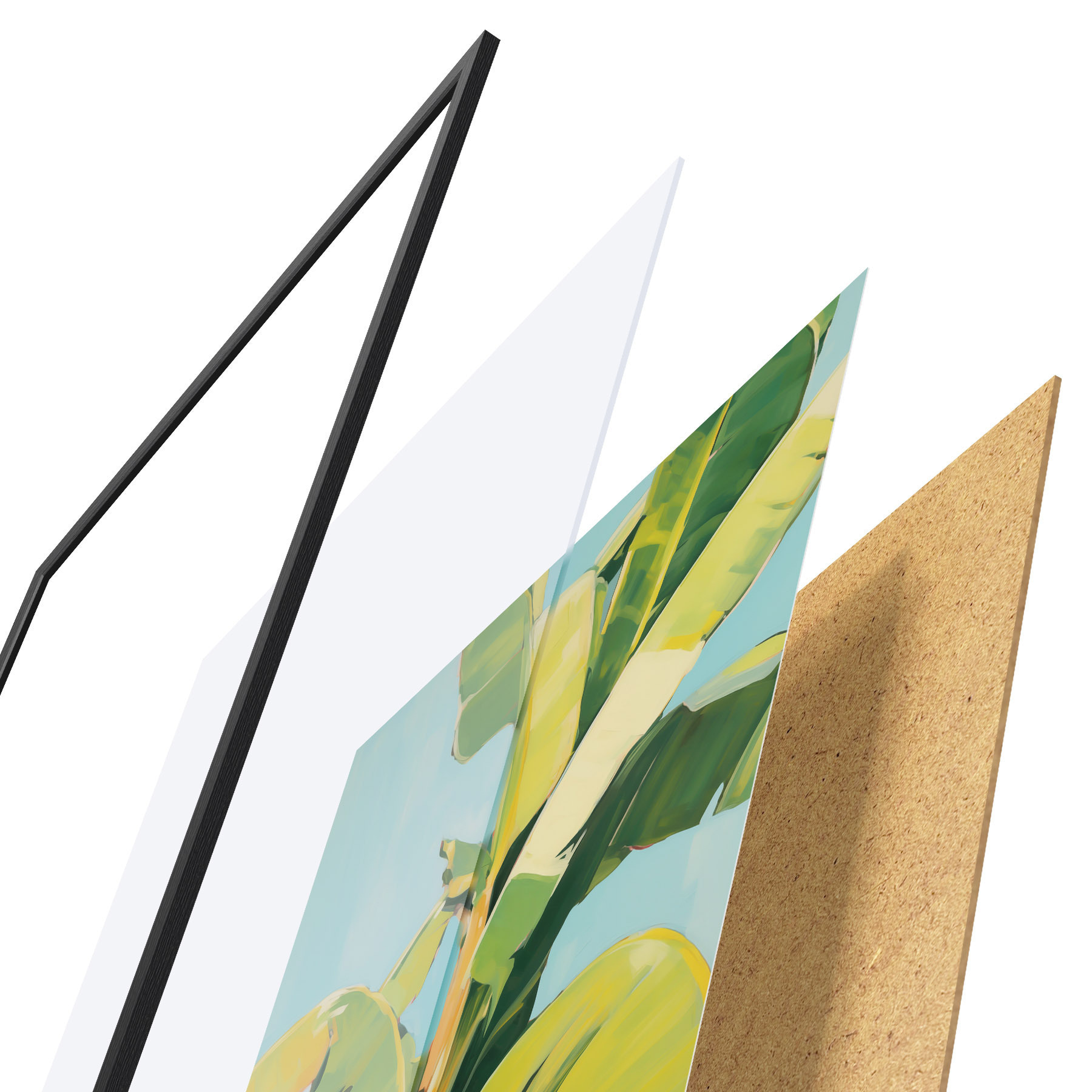 Poster Bladeren van de bananenpalm, imitatieschilderij f50070