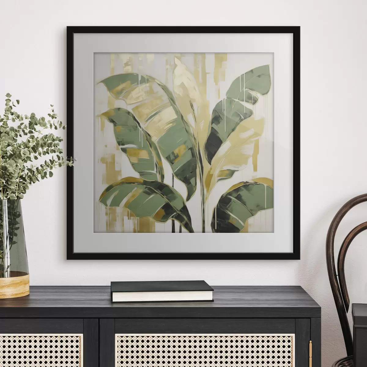 Poster Bladeren, schilderijimitatie f50077