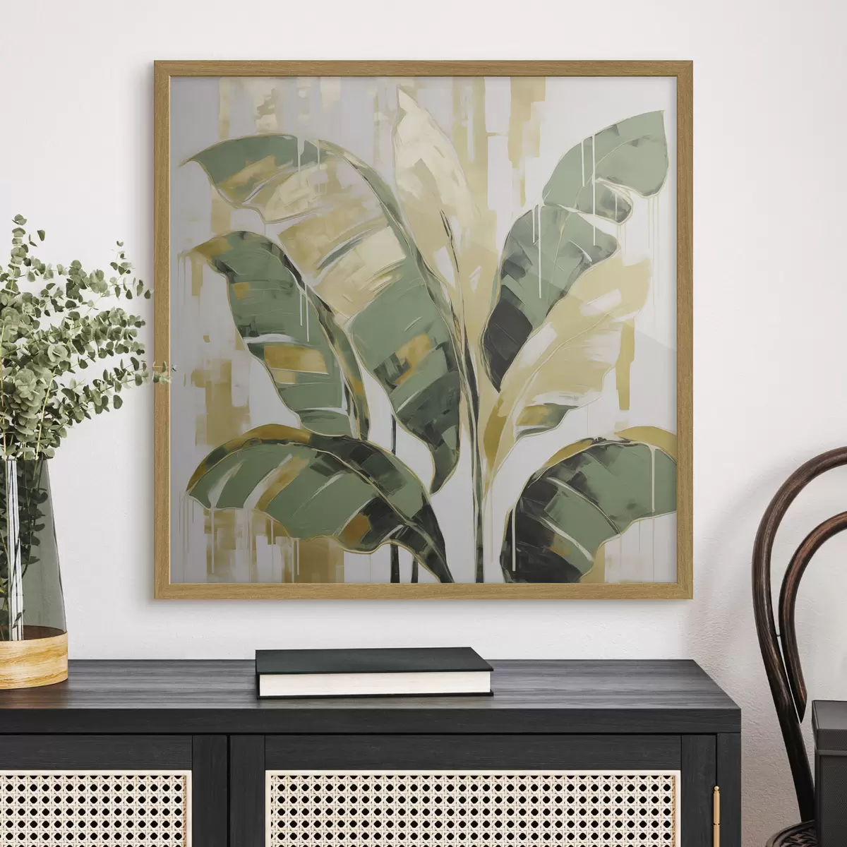 Poster Bladeren, schilderijimitatie f50077