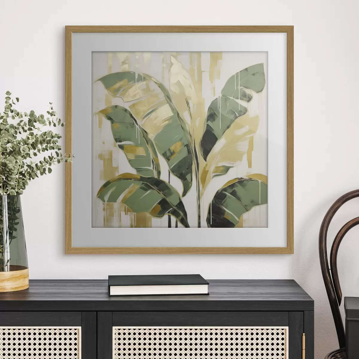 Poster Bladeren, schilderijimitatie f50077