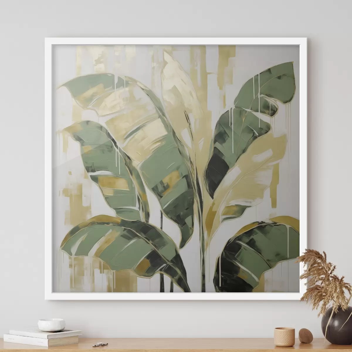 Poster Bladeren, schilderijimitatie f50077