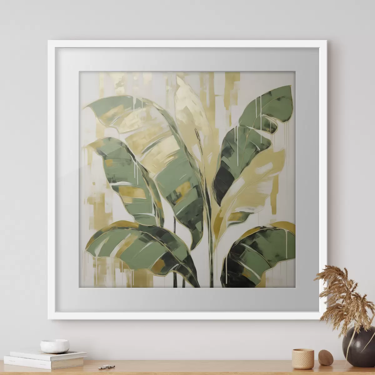 Poster Bladeren, schilderijimitatie f50077
