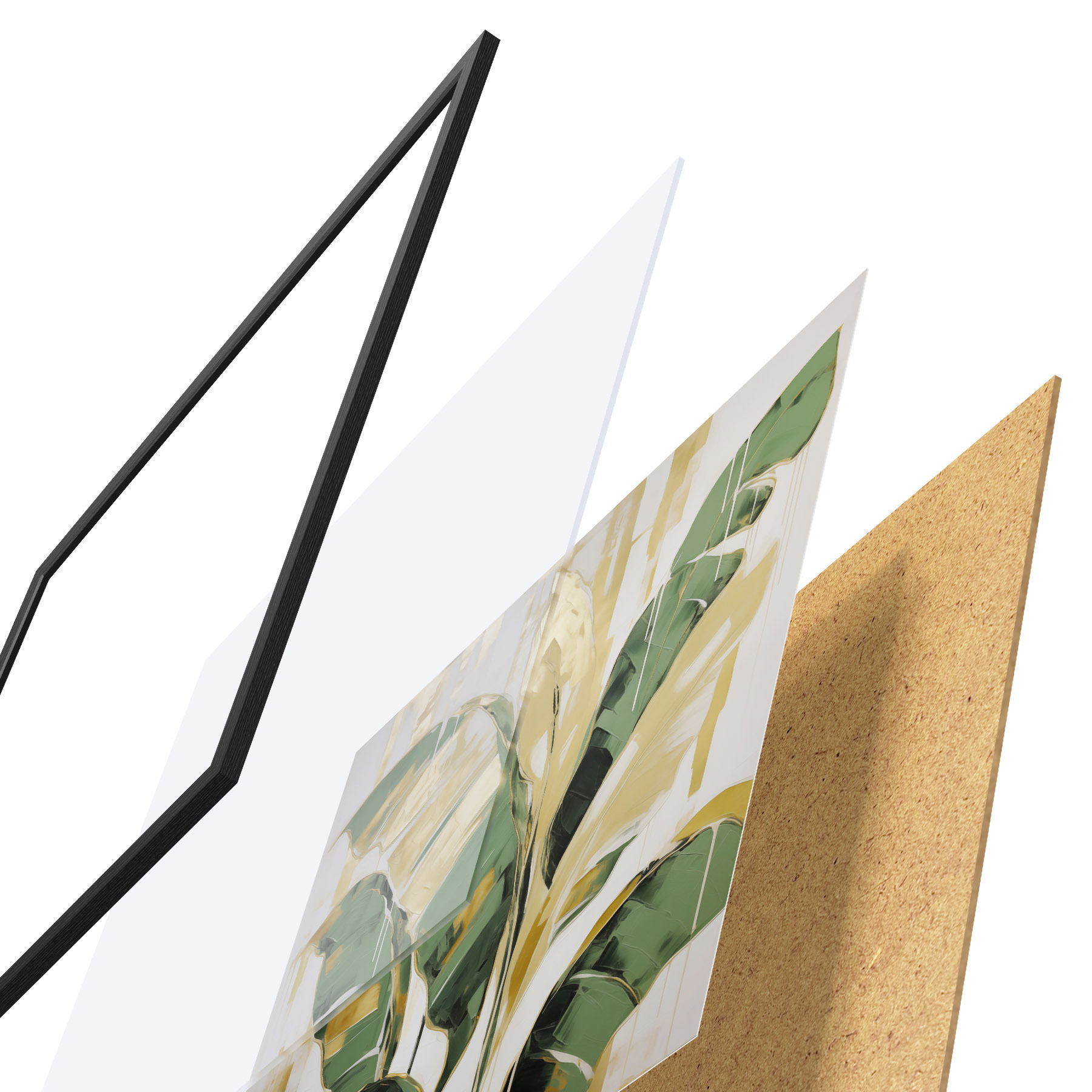 Poster Bladeren, schilderijimitatie f50077