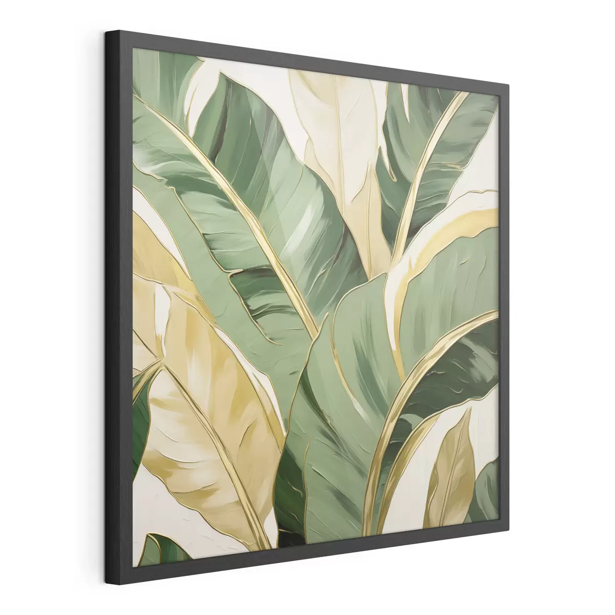 Poster Grote bladeren, schilderijimitatie f50078