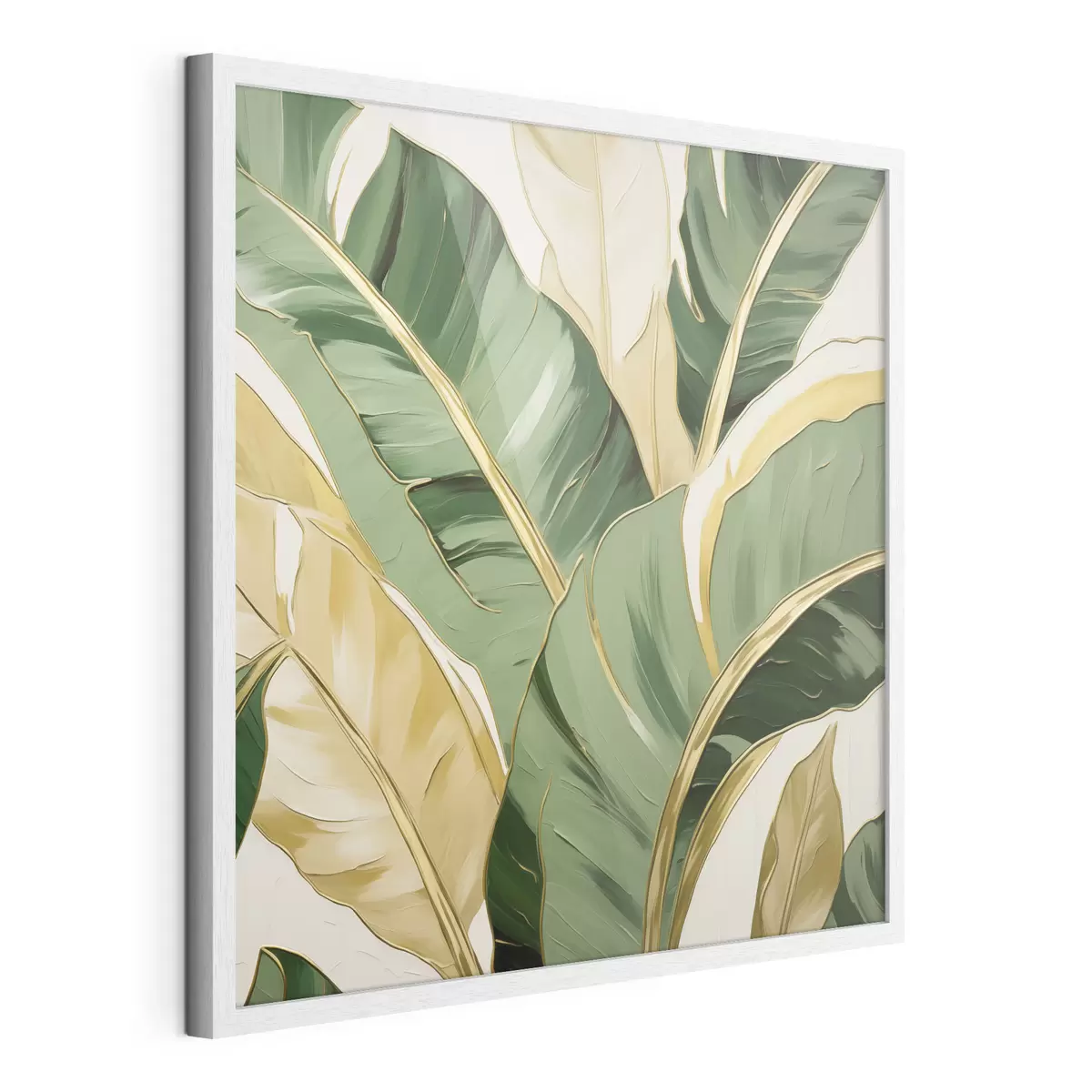 Poster Grote bladeren, schilderijimitatie f50078