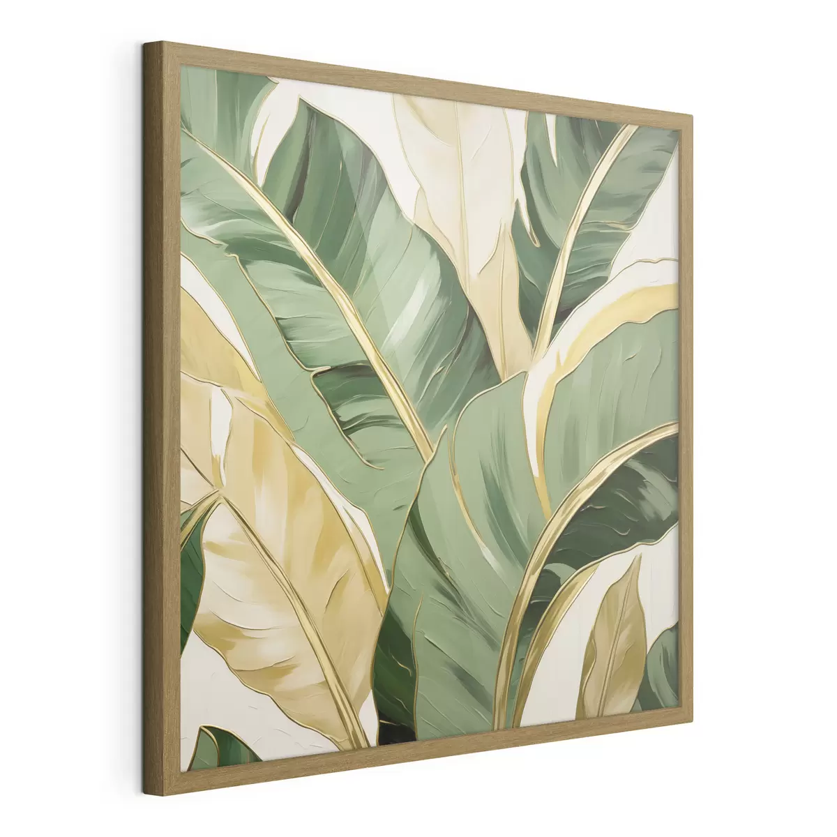 Poster Grote bladeren, schilderijimitatie f50078
