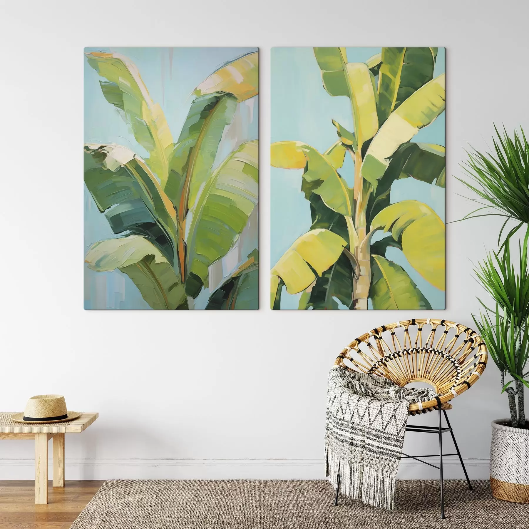  Schilderijen Bananenpalmbladeren, imitatie-schilderij m30780