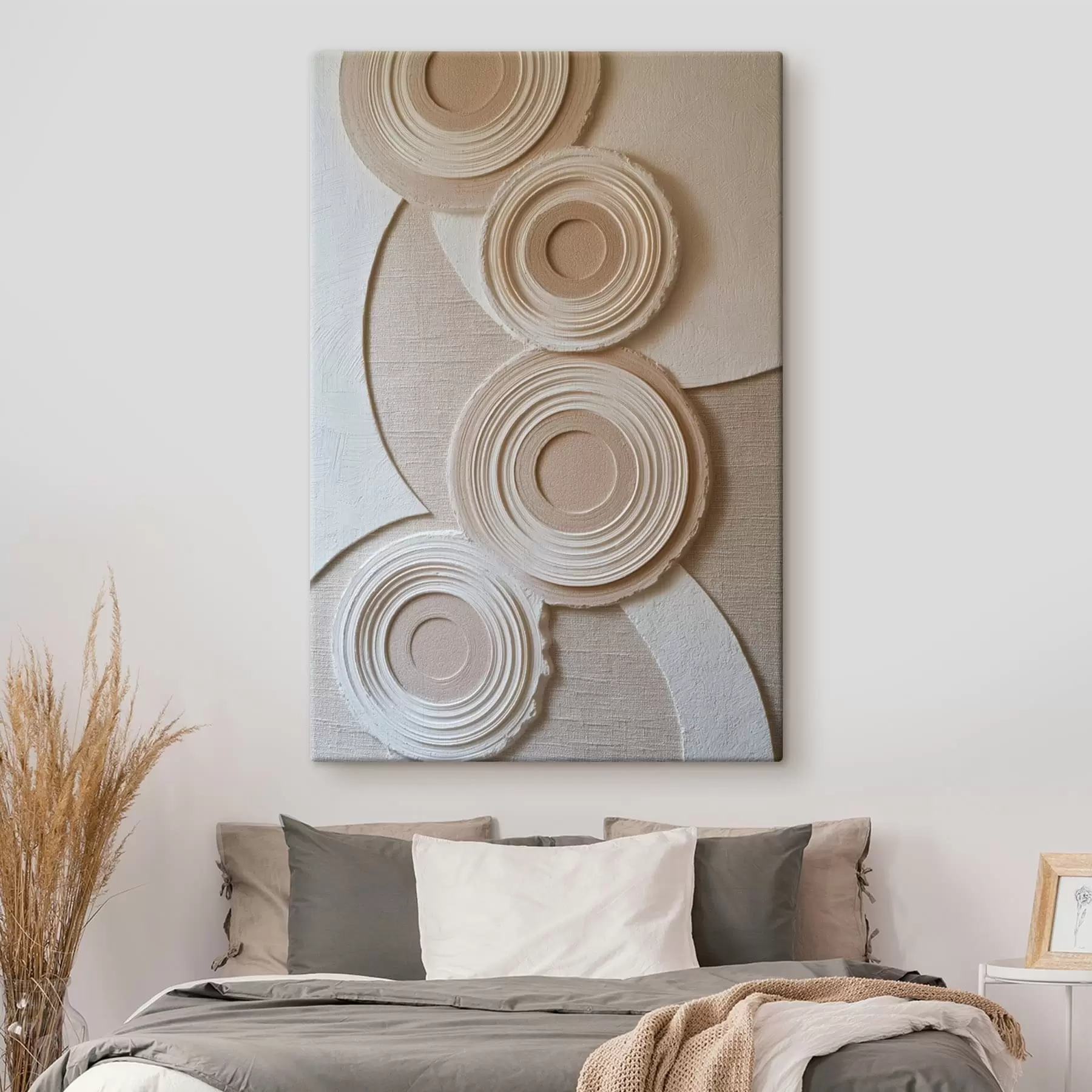  Schilderijen Abstracte compositie met cirkels en een reliëfeffect s49955