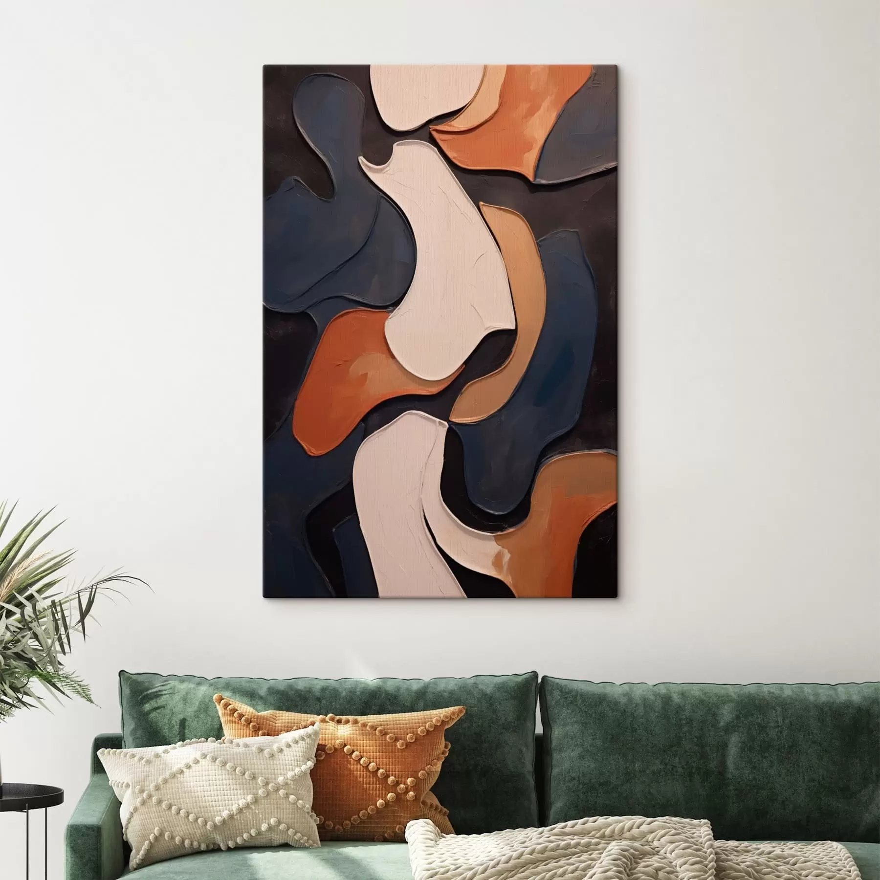  Schilderijen Abstracte, gebogen vormen in contrasterende tinten s49962