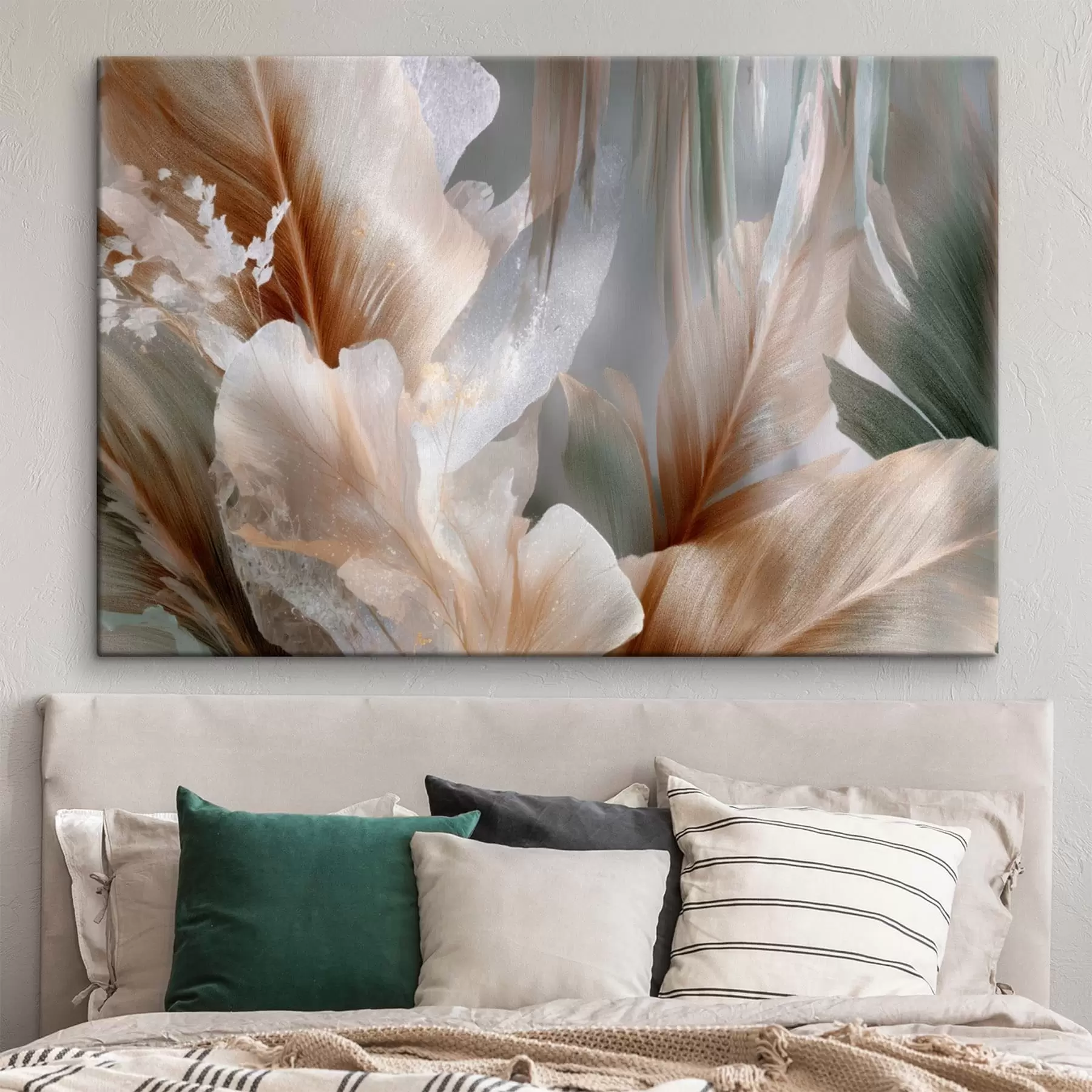  Schilderijen Abstracte compositie met delicate bladeren s49968