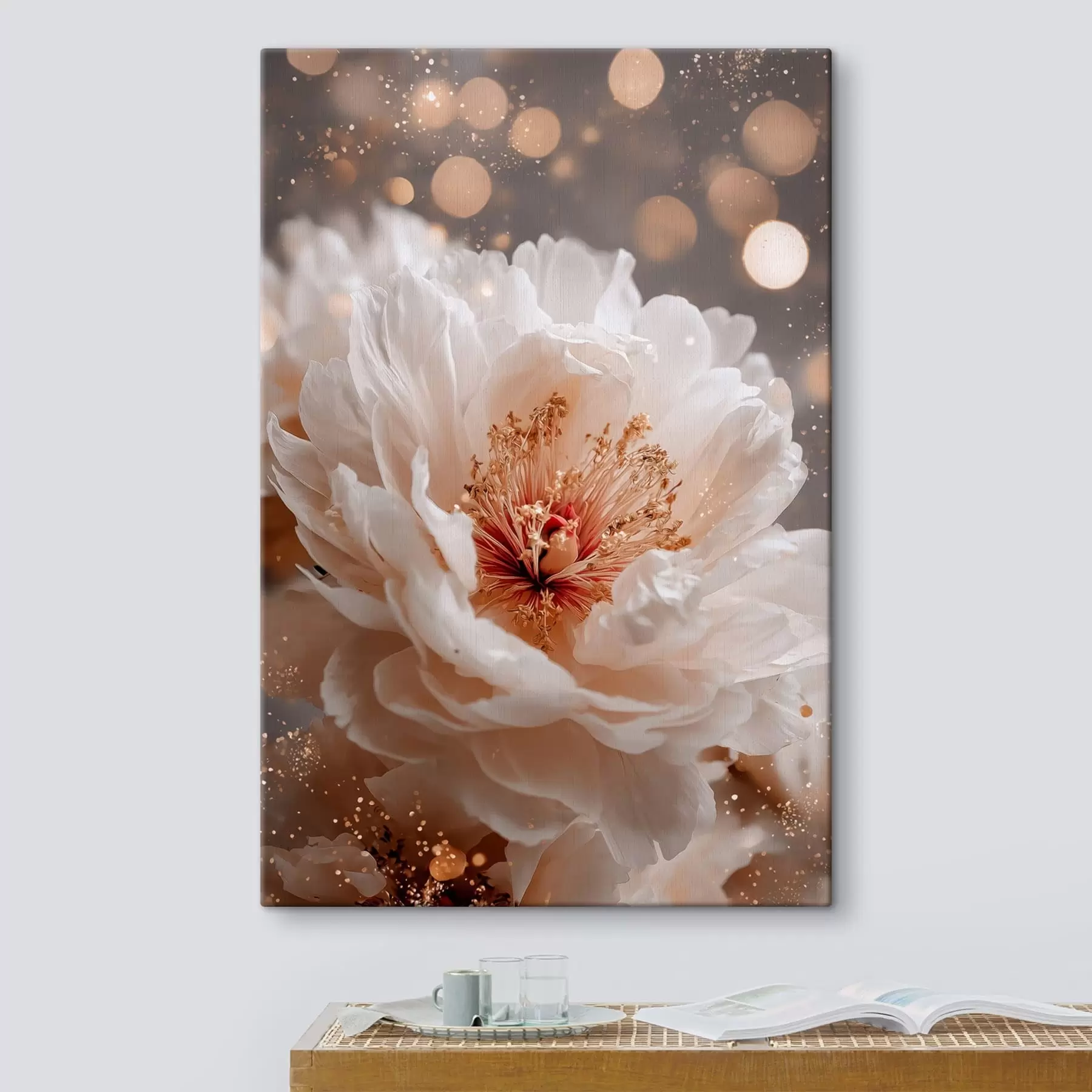  Schilderijen Witte bloem met subtiele lichtreflecties s49973
