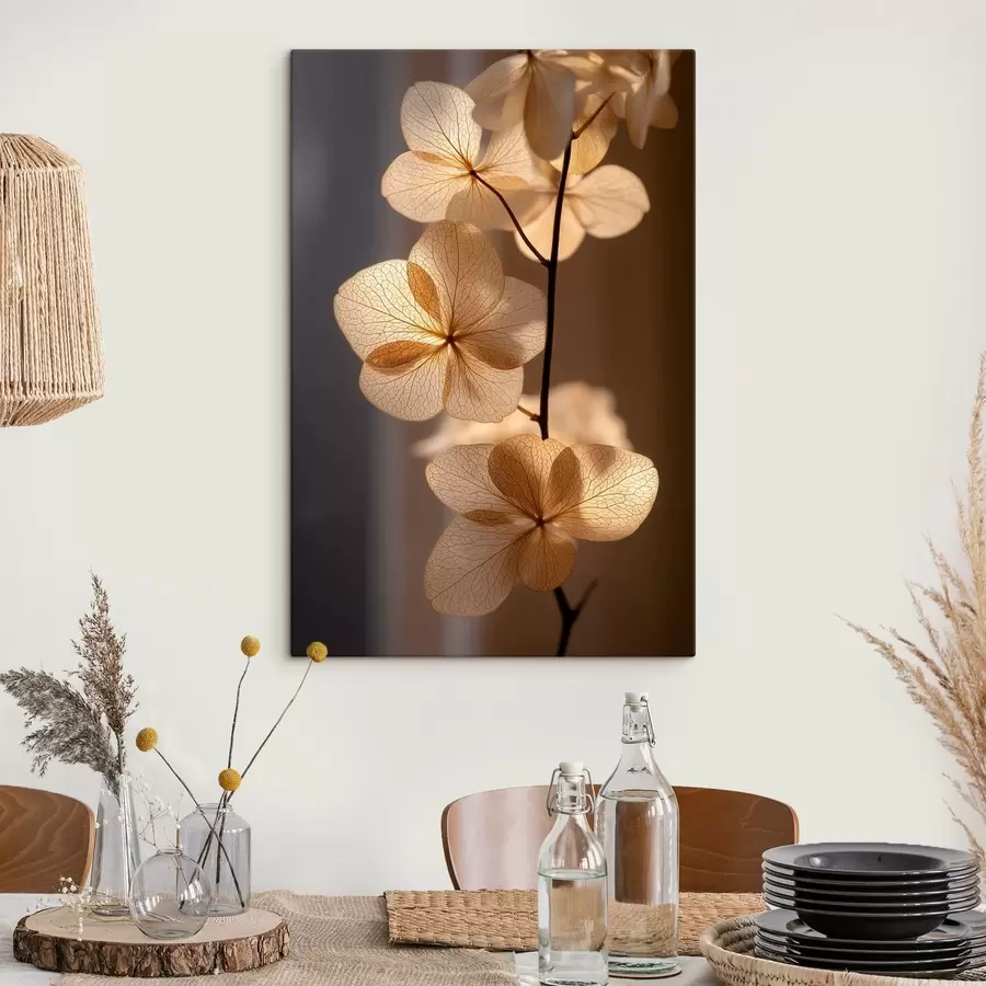 Schilderijen Fijne tak met doorschijnende bloemen s49974