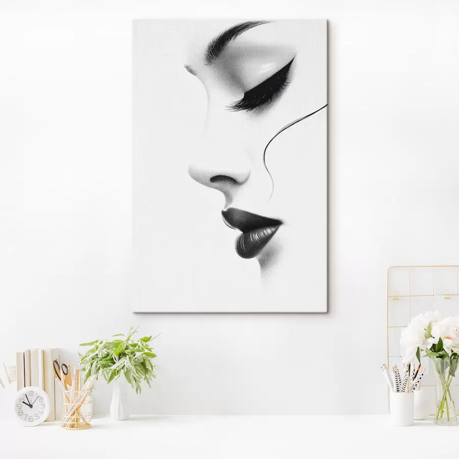 Schilderijen Minimalistisch vrouwenportret in zwart-wit s49982