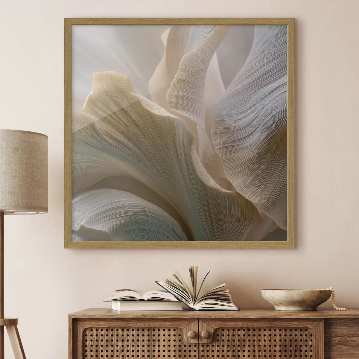 Poster Abstracte bloemblaadjes in zachte tinten f49945