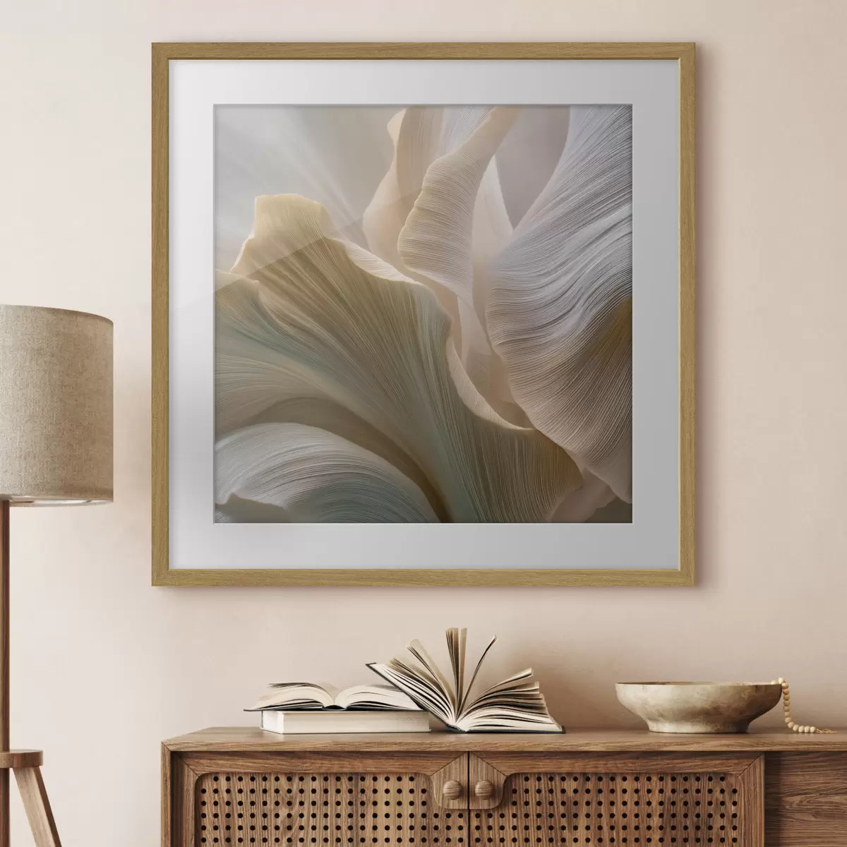 Poster Abstracte bloemblaadjes in zachte tinten f49945
