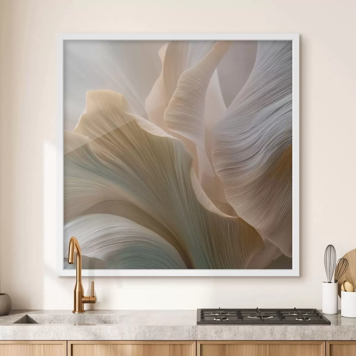 Poster Abstracte bloemblaadjes in zachte tinten f49945