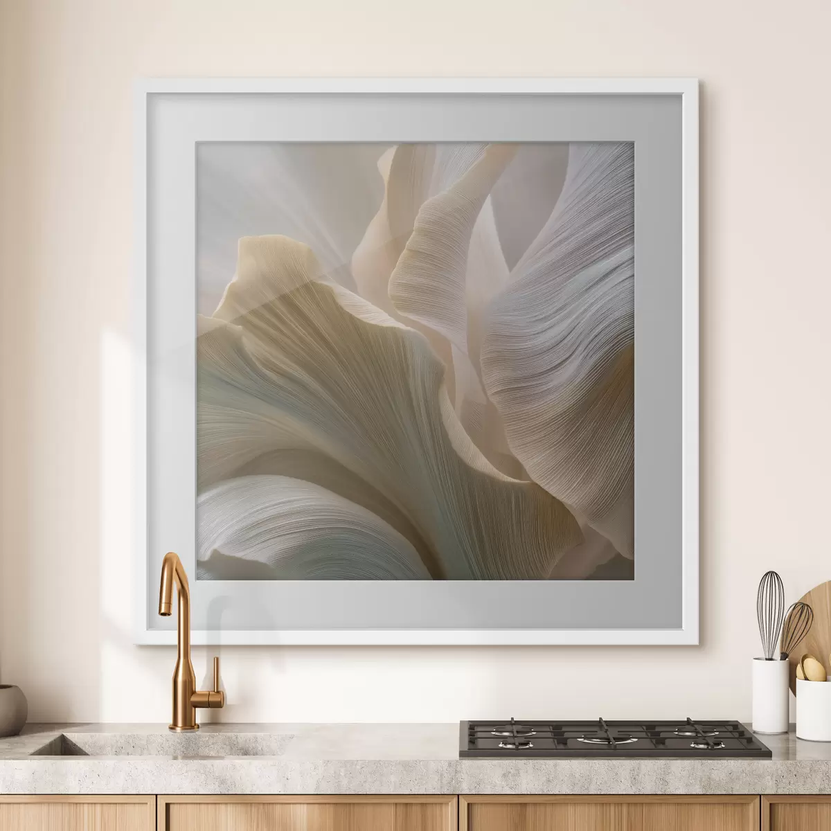 Poster Abstracte bloemblaadjes in zachte tinten f49945