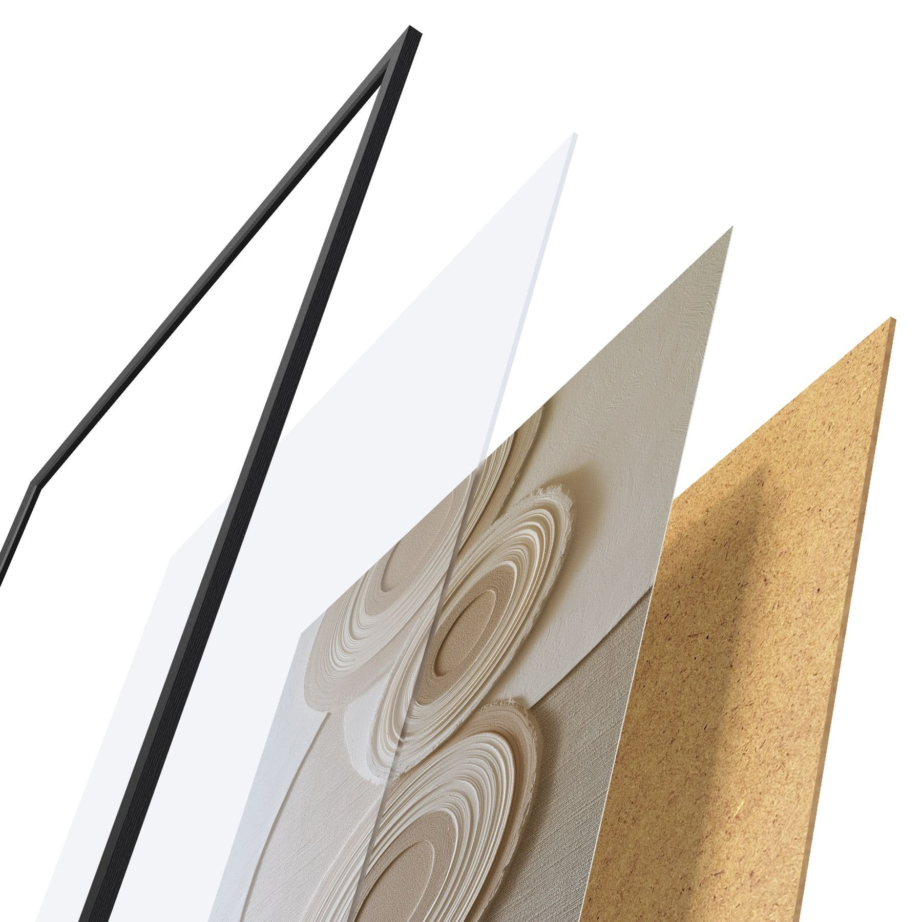 Poster Abstracte compositie met cirkels en een reliëfeffect f49955
