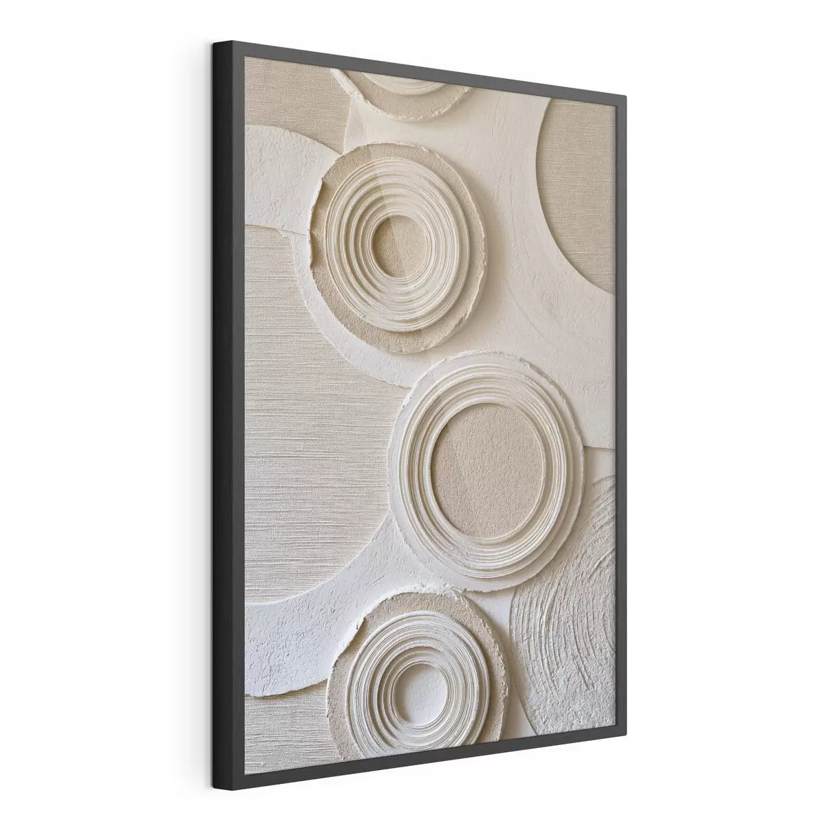 Poster Geometrische compositie met cirkels en een reliëfeffect f49956