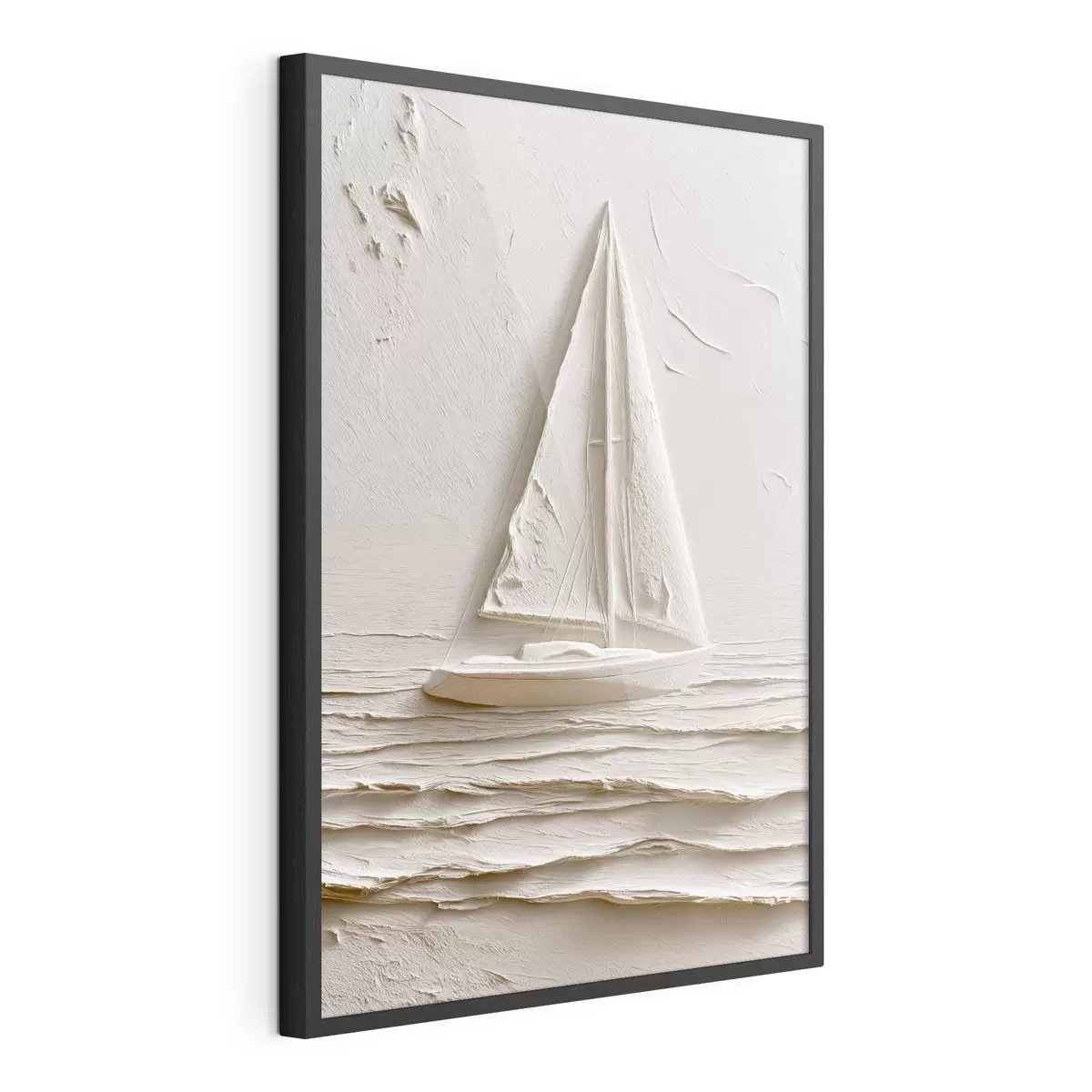 Poster Zeilboot op kalme golven met een reliëfeffect f49964