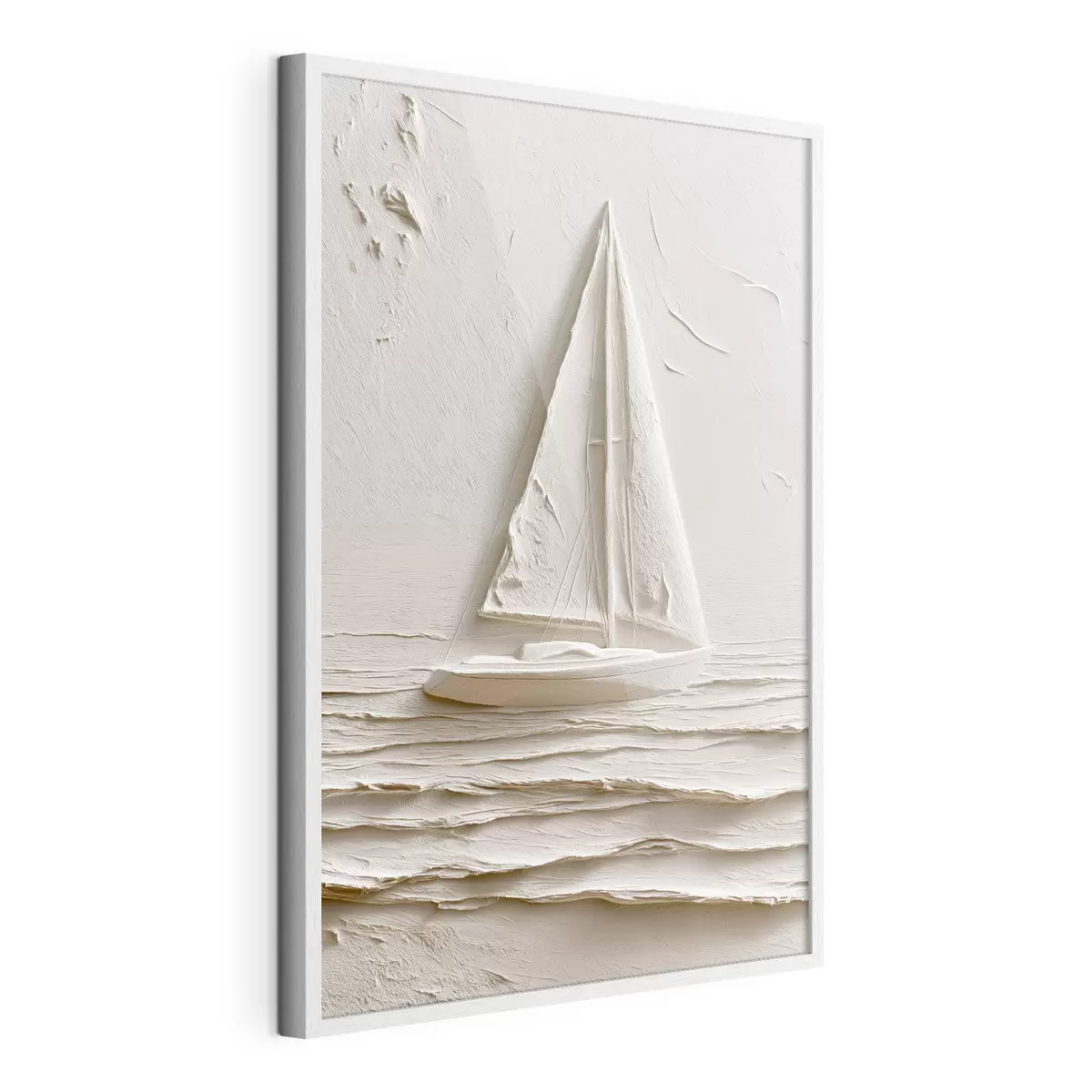 Poster Zeilboot op kalme golven met een reliëfeffect f49964
