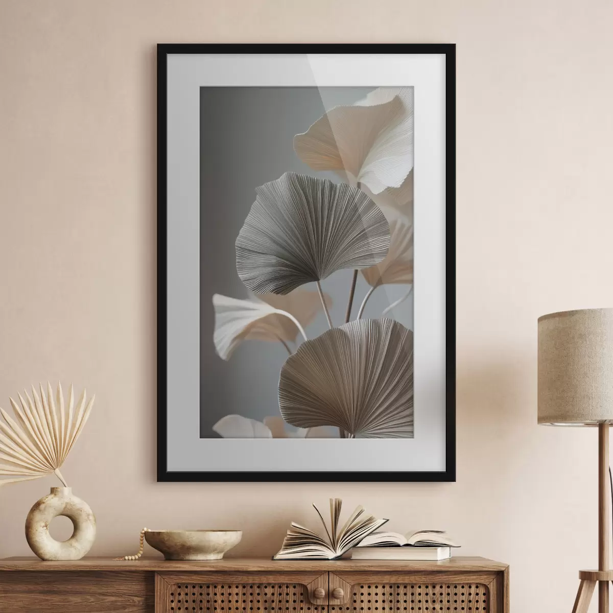 Poster Decoratieve waaiervormige bladeren f49971