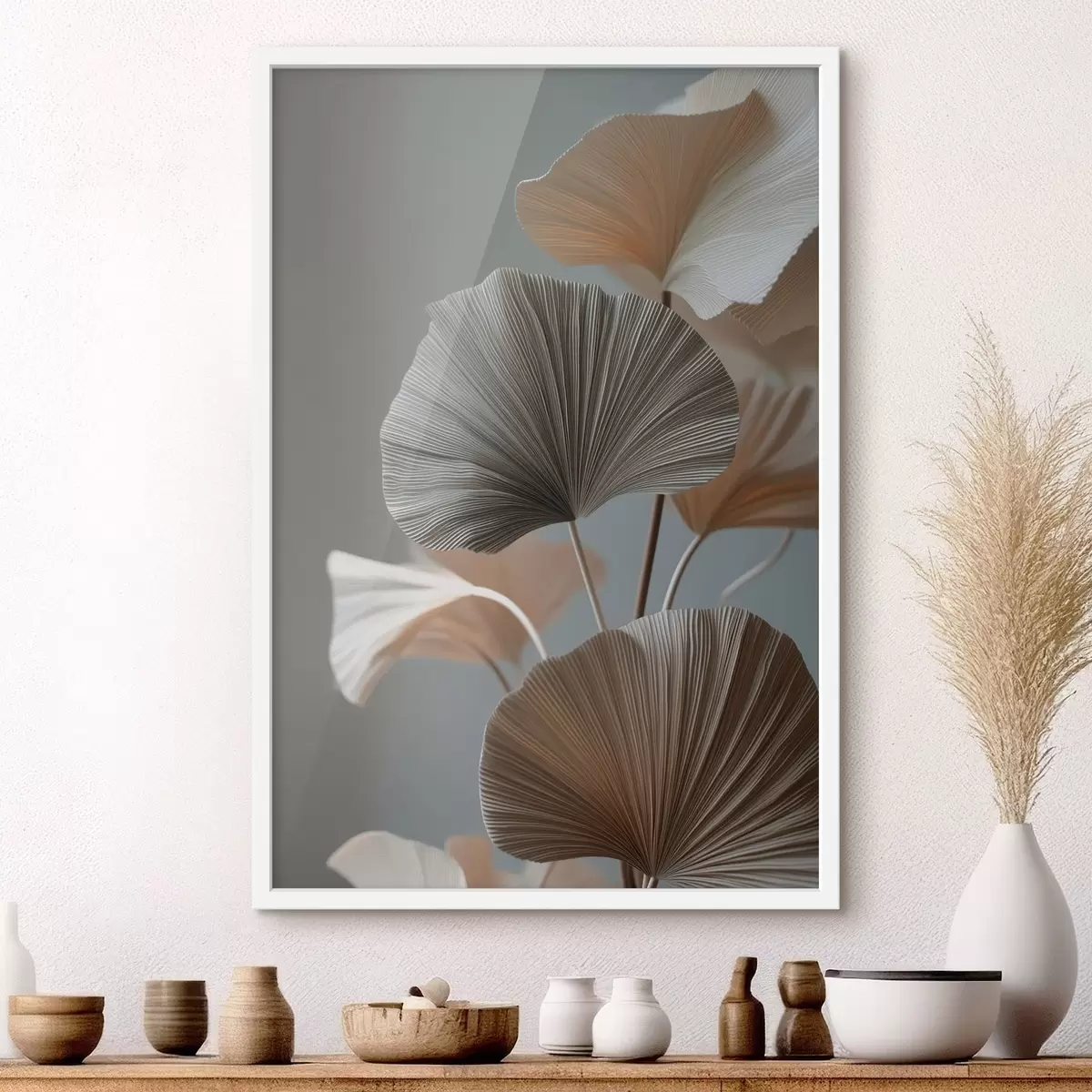 Poster Decoratieve waaiervormige bladeren f49971