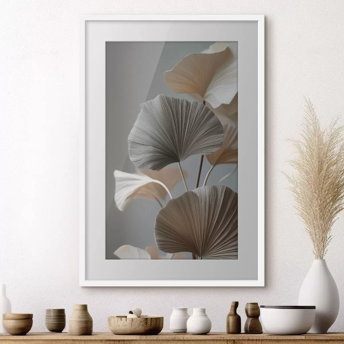 Poster Decoratieve waaiervormige bladeren f49971
